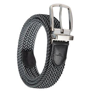 NWT - Tommy Bahama Men's Stretch Braided Reversible Belt Black/Gray - Size L/XL